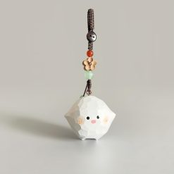 Móc Khóa Gỗ Walawala Trắng 4x4 cm, chạm tay