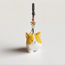 Móc khóa Corgi cute gỗ điêu khắc thủ công