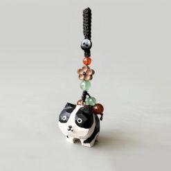 Móc khóa chó Border Collie gỗ điêu khắc thủ công