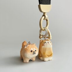 Móc khóa mèo & chó gỗ điêu khắc thủ công
