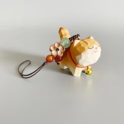 Móc khóa mèo gỗ điêu khắc thủ công