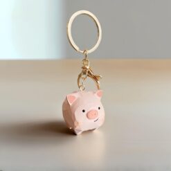 Móc khóa gỗ lợn thủ công