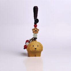 Móc khóa chó Teddy gỗ điêu khắc thủ công