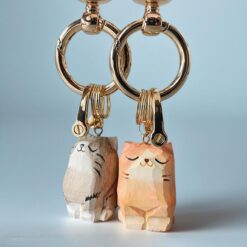 Móc khóa gỗ đôi mèo thủ công