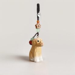 Móc khóa chó Labrador/Golden Retriever gỗ điêu khắc thủ công