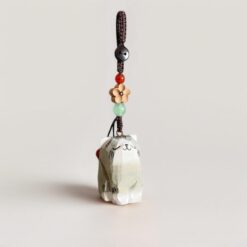 Móc khóa gỗ mèo tabby thủ công