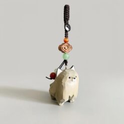 Móc khóa gỗ mèo tabby thủ công
