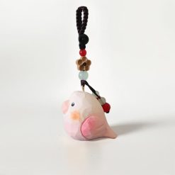 Móc Khóa Gỗ Vẹt Hồng 5x4 cm, chạm tay