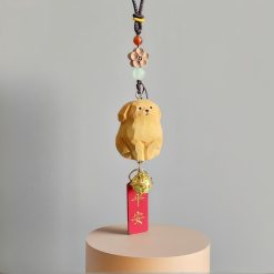 Móc khóa chó gỗ điêu khắc thủ công