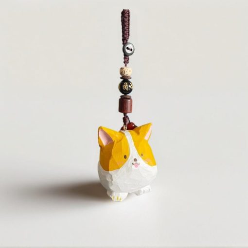 moc khoa corgi cute go dieu khac thu cong 2