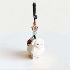 Móc khóa cừu gỗ sơn tay 4.1×4.0×2.7 cm