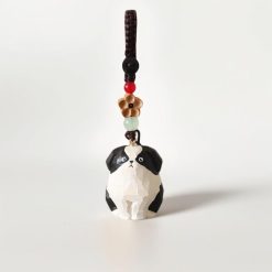 Móc khóa gỗ Border Collie 3.5x3.2x3.8 cm thủ công