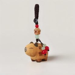 Móc Khóa Gỗ Capybara Vằn 4.5x3 cm, chạm tay