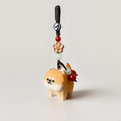 Móc Khóa Gỗ Chó Shiba Inu 4x2.5 cm, chạm tay