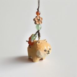 Móc Khóa Gỗ Chó Shiba Inu 4x2.5 cm, chạm tay