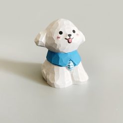 Móc Khóa Gỗ Chó Teddy 4.5x4.4 cm, chạm tay