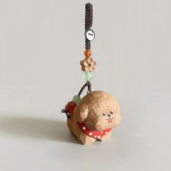 Móc Khóa Gỗ Chó Teddy 5x4 cm, chạm tay