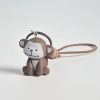 Móc Khóa Gỗ Khỉ Nâu 4x3 cm, chạm tay