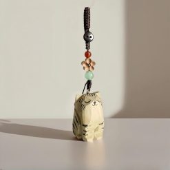 Móc khóa gỗ mèo hoa 4 cm thủ công