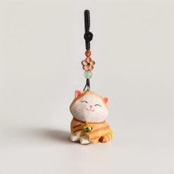 Móc Khóa Gỗ Mèo Tabby Cam 4.5x3.3 cm, chạm tay