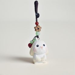 Móc Khóa Gỗ Thỏ Bông 4x3 cm, chạm tay