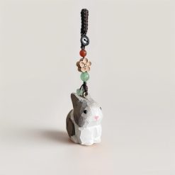 Móc khóa gỗ thỏ 3.7 cm thủ công