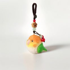 Móc Khóa Gỗ Vẹt Cam Xanh 4.2x3.8 cm, chạm tay