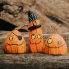Bộ bí ngô gỗ thủ công Halloween trang trí 14x5cm