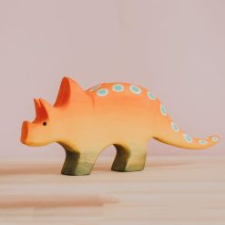 Đồ chơi khủng long Triceratops gỗ thủ công 18x8.5cm