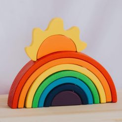 Đồ chơi xếp chồng cầu vồng và mặt trời gỗ Montessori 25cm