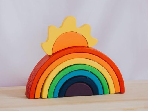 do choi xep chong cau vong va mat troi go montessori 25cm