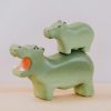 Hà mã gỗ thủ công sơn tay Montessori 14x9cm