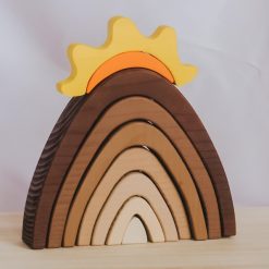 Núi gỗ xếp chồng bình minh thủ công Montessori 24x19cm