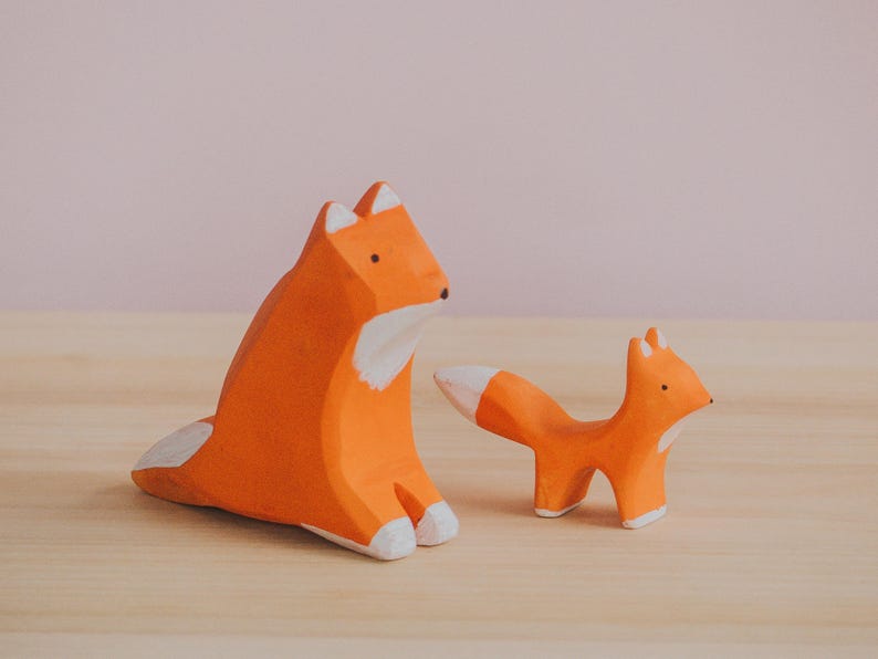 Cáo gỗ thủ công sơn tay Montessori 7x8cm