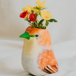 Bình hoa gỗ thủ công hình chim sơn tay 9.5x11cm