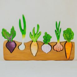Bộ xếp hình rau củ gỗ thủ công Montessori 28.5x8cm