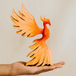 Tượng phượng hoàng gỗ thủ công sơn tay 19.5x14cm