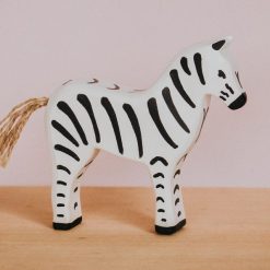Ngựa vằn gỗ thủ công sơn tay Montessori 14x13cm