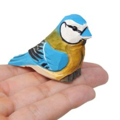 Tượng chim blue tit gỗ mini 5.1×5.1 cm, chạm tay