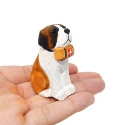 Tượng chó St. Bernard khắc gỗ mini 5.1 cm
