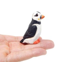 Puffin  Miniature Handmade Wooden Arctic Bird Art Mini Carved Figurine Small Animals Collectible