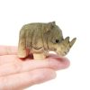 Tượng tê giác gỗ điêu khắc mini 5.1×5.1 cm sơn tay