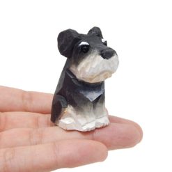 Tượng gỗ chó schnauzer mini 5.1 cm khắc tay