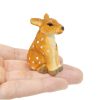 Tượng hươu đốm gỗ mini khắc tay 5.1 cm nâu chấm trắng