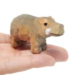 Tượng hà mã gỗ khắc tay mini 5.1 cm
