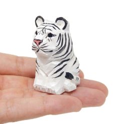 Tượng hổ trắng gỗ mini khắc tay 7.6 cm trang trí