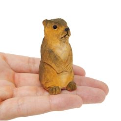 Tượng rái cá khắc gỗ mini 5.1×2.5 cm nâu