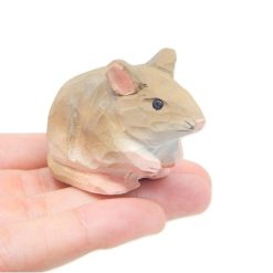 Tượng chuột gỗ bạch dương khắc tay mini 5.1 cm