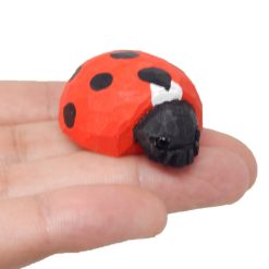 Tượng bọ rùa gỗ mini 6.4 cm khắc tay sơn đỏ chấm đen