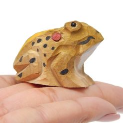 Tượng cóc gỗ mini 6.4 cm, chạm tay vàng chấm đen